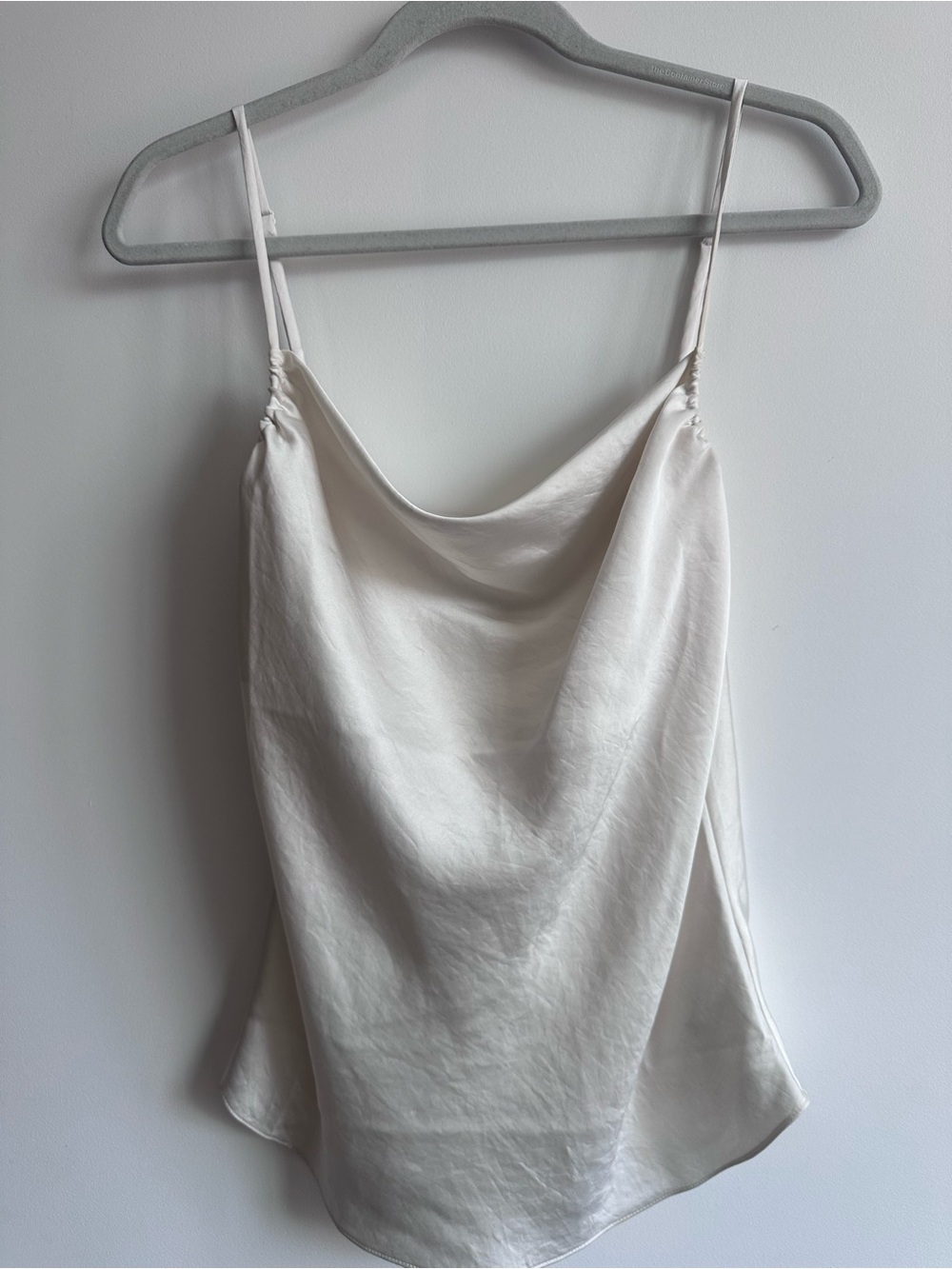 Aritzia White Satin Cowl Neck Camisole